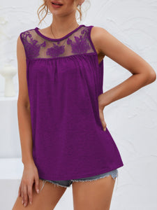 Flower Pattern Round Neck Tank (7 colors)