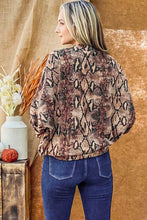 Load image into Gallery viewer, And The Why Choker Neck Dolman Sleeve Snake Print Top