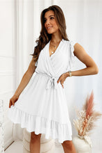 Load image into Gallery viewer, Full Size Ruffled Surplice Cap Sleeve Dress