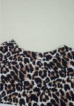 Load image into Gallery viewer, Waffle-Knit Leopard V-Neck Long Sleeve Blouse