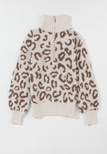 Load image into Gallery viewer, Leopard Half Zip Long Sleeve Sweater