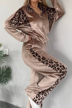 Load image into Gallery viewer, Full Size Collared Neck Leopard Zip Up Top and Pants Set (3 colors)