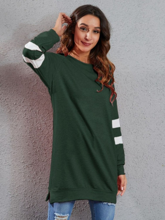 Full Size Striped Round Neck Long Sleeve T-Shirt (4 colors)