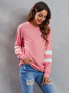 Full Size Striped Round Neck Long Sleeve T-Shirt (4 colors)