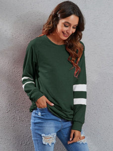 Full Size Striped Round Neck Long Sleeve T-Shirt (4 colors)