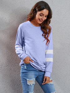 Full Size Striped Round Neck Long Sleeve T-Shirt (4 colors)