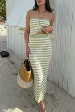 Load image into Gallery viewer, Contrast Striped Tube Top and Skirt Sweater Set