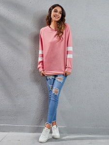 Full Size Striped Round Neck Long Sleeve T-Shirt (4 colors)