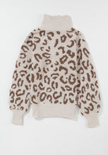 Load image into Gallery viewer, Leopard Half Zip Long Sleeve Sweater