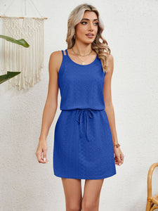 Eyelet Scoop Neck Sleeveless Dress ( 7 colors)