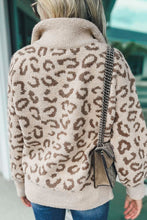 Load image into Gallery viewer, Leopard Half Zip Long Sleeve Sweater