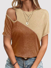 Load image into Gallery viewer, Contrast Round Neck Short Sleeve T-Shirt