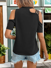 Load image into Gallery viewer, Asymmetric Cold Shoulder Short Sleeve T-Shirt