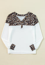 Load image into Gallery viewer, Waffle-Knit Leopard V-Neck Long Sleeve Blouse