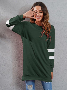 Full Size Striped Round Neck Long Sleeve T-Shirt (4 colors)