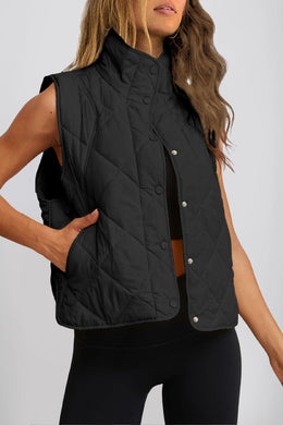 Snap Down Texture Vest Coat with Pockets (2 colors)