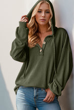 Load image into Gallery viewer, Double Take Full Size Half Button Long Sleeve Hoodie ( 3 colors)