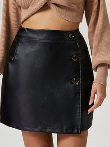 Buttoned High Rise Mini Skirt (2 colors)