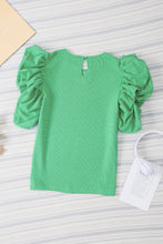 Load image into Gallery viewer, Ruched Round Neck Short Sleeve Blouse