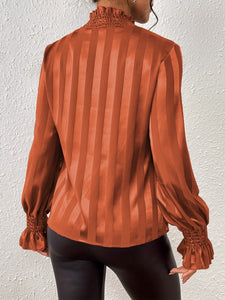 Smocked Mock Neck Long Sleeve Blouse (5 colors)