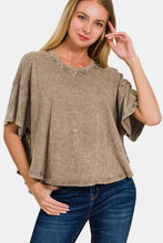 Load image into Gallery viewer, Zenana Washed Round Neck Drop Shoulder Cropped T-Shirt