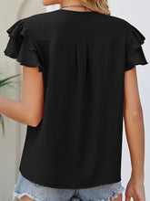 Load image into Gallery viewer, Ruffled V-Neck Cap Sleeve Blouse