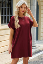 Load image into Gallery viewer, Round Neck Rolled Short Sleeve Tee Dress