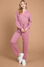 Load image into Gallery viewer, Culture Code Full Size Button Up Drawstring Waist Straight Jumpsuit