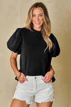 Load image into Gallery viewer, Round Neck Puff Sleeve Blouse