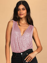 Load image into Gallery viewer, Sequin Surplice Sleeveless Bodysuit